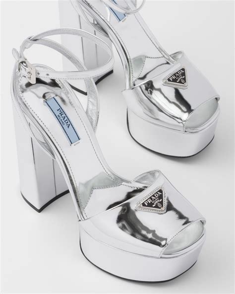 Prada metallic platform sandals